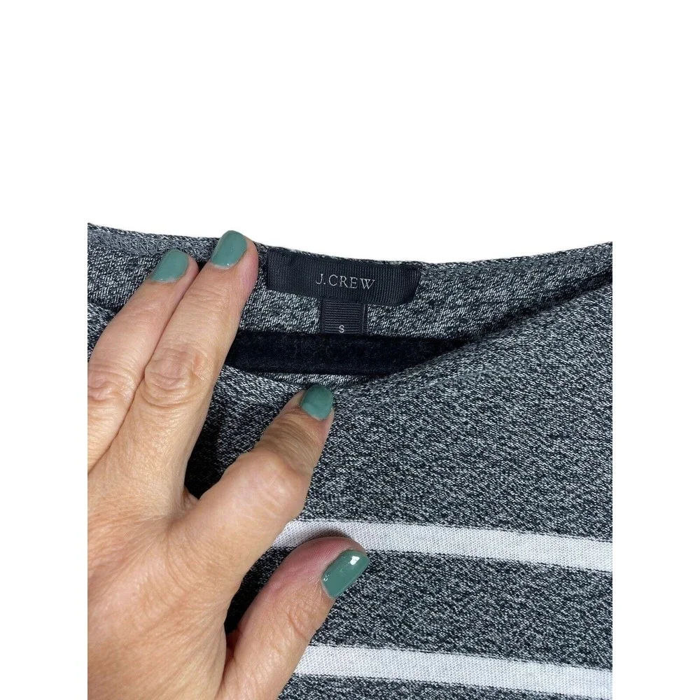J. Crew Women's Size S Crewneck Sweatshirt Striped Grey White Long Sleeve Causal